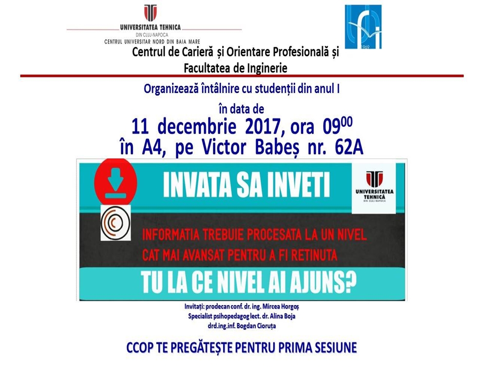 Studenții din anul I, invitați la o discuție despre prima sesiune de examene