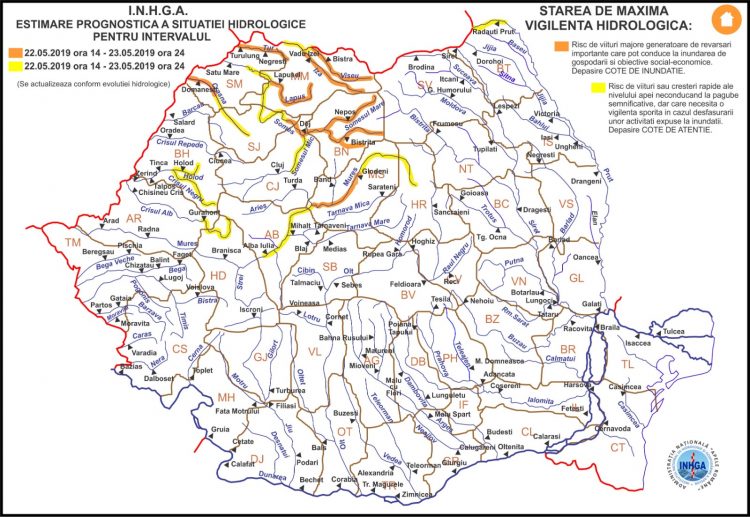 Avertizare hidro actualizată: noi coduri de inundaţii instituite pentru Maramureş!