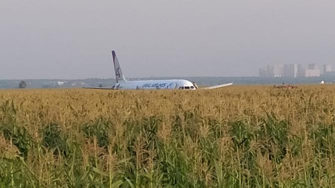 Un avion cu 234 de oameni la bord a aterizat forțat într-un lan de porumb