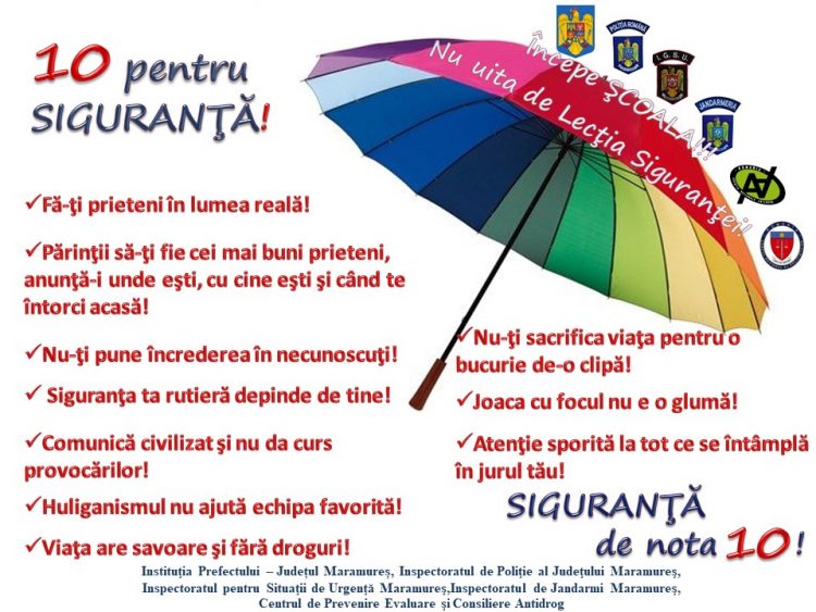 „10 pentru siguranţă”, o campanie pentru elevii din Maramureş