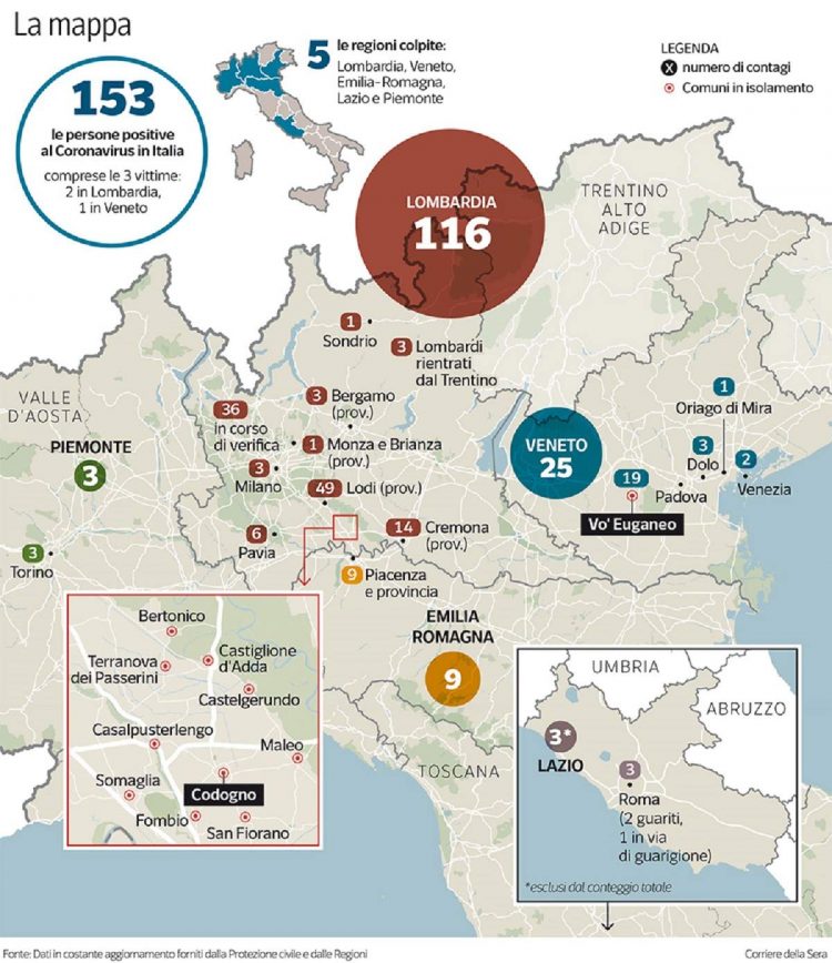 Al patrulea deces de coronavirus în Italia. Bărbatul a murit la Bergamo