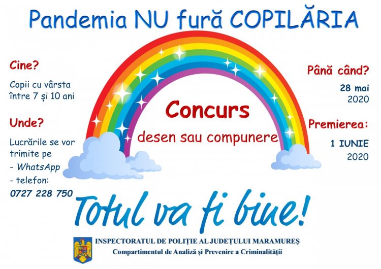 Poliţiştii maramureşeni organizează concurs de desene pentru copii de 1 Iunie