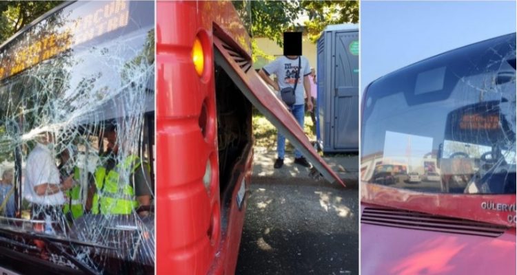 Un bărbat în vârstă de 33 de ani a fost transportat la spital, după ce a fost prins între două autobuze