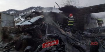 Incendiu violent la Poienile de Sub Munte. O gospodărie a fost mistuită de foc – FOTO