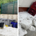 Vara e ca iarna: Grindină ridicată cu lopata din curţile oamenilor