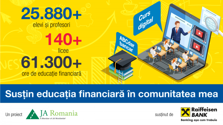 Peste 25.800 de liceeni și profesori din 81 de localități au urmat cursul de educație financiară ABCdar bancar, un program Junior Achievement România și Raiffeisen Bank