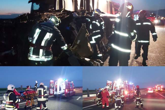 Accident cumplit! Un mort și 16 răniți grav după ce un microbuz a intrat într-un TIR