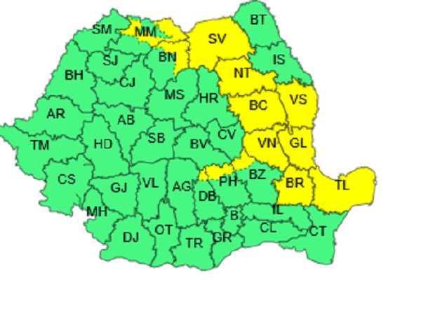 Noi alerte meteo de la ANM: Coduri galbene de furtuni și Cod portocaliu de caniculă