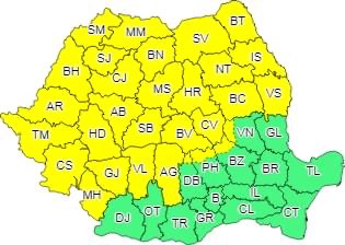 ATENȚIONARE METEOROLOGICĂ COD GALBEN