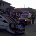 Mașină răsturnată în urma unui accident violent